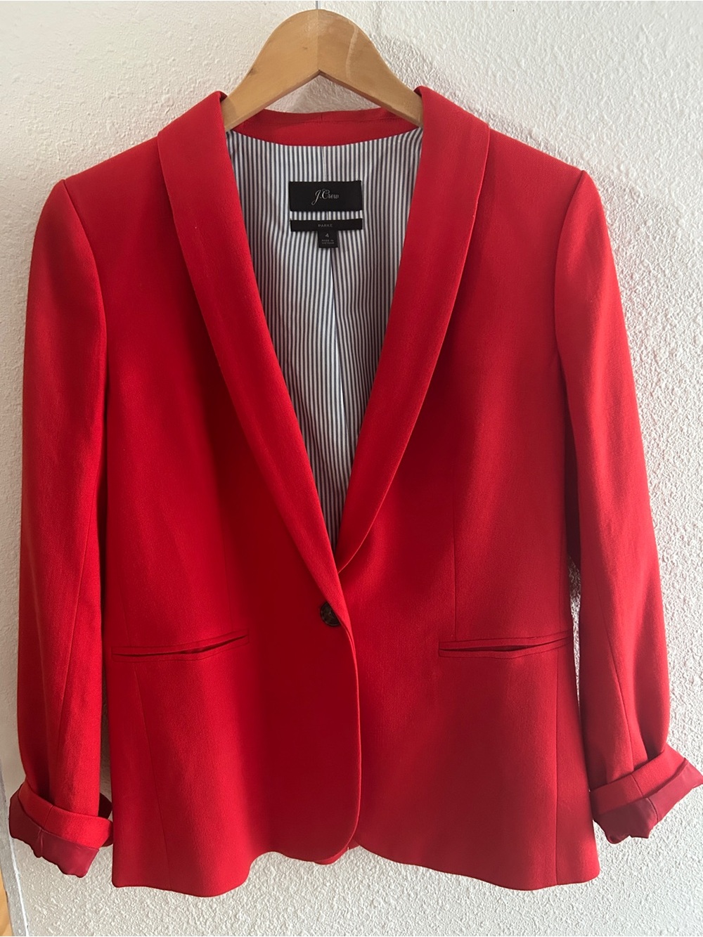 J. Crew Red Single-Button Shawl Collar Blazer